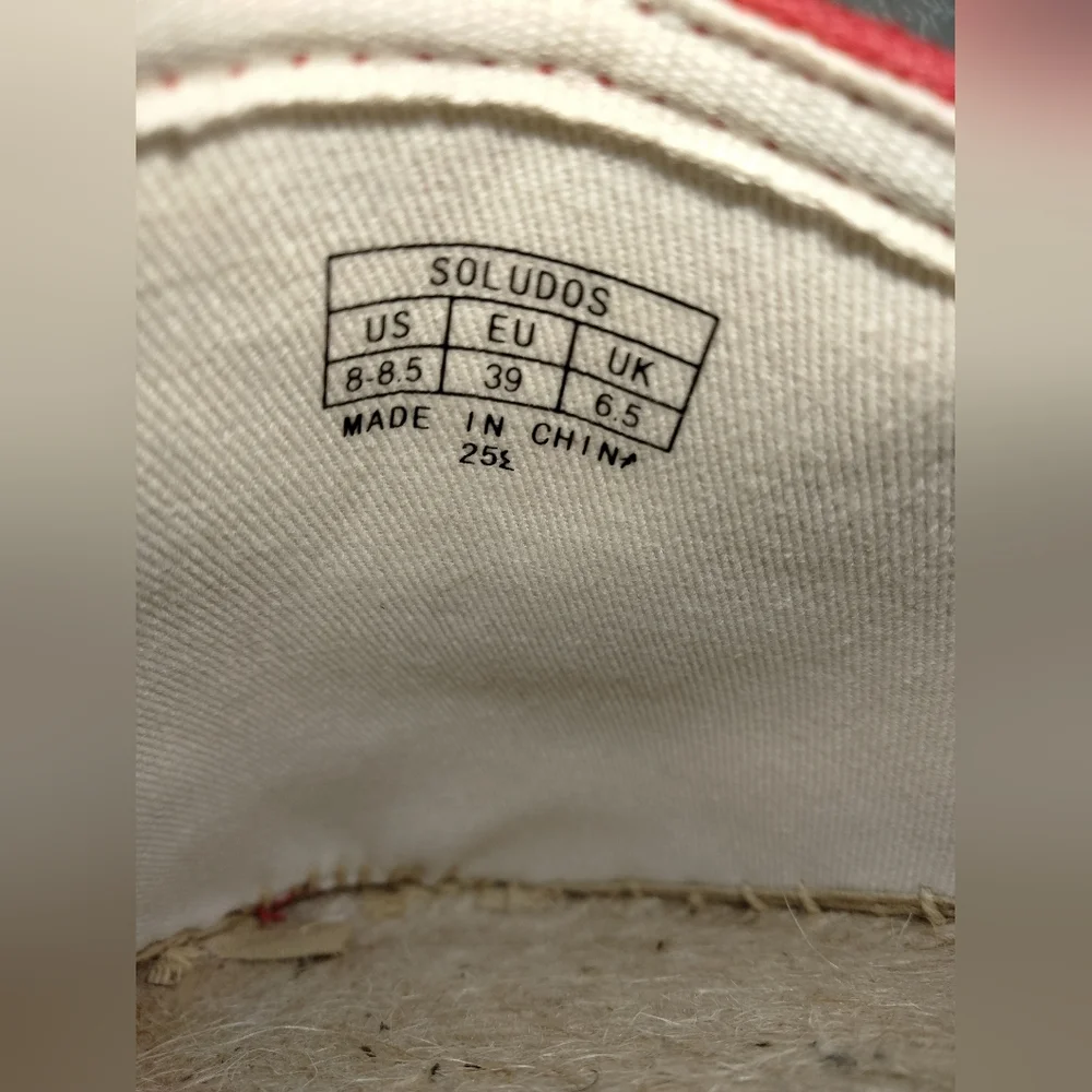 Soludos (Size 8-8.5) Red Canvas Slip-on The Original Dali Espadrilles (Like New)